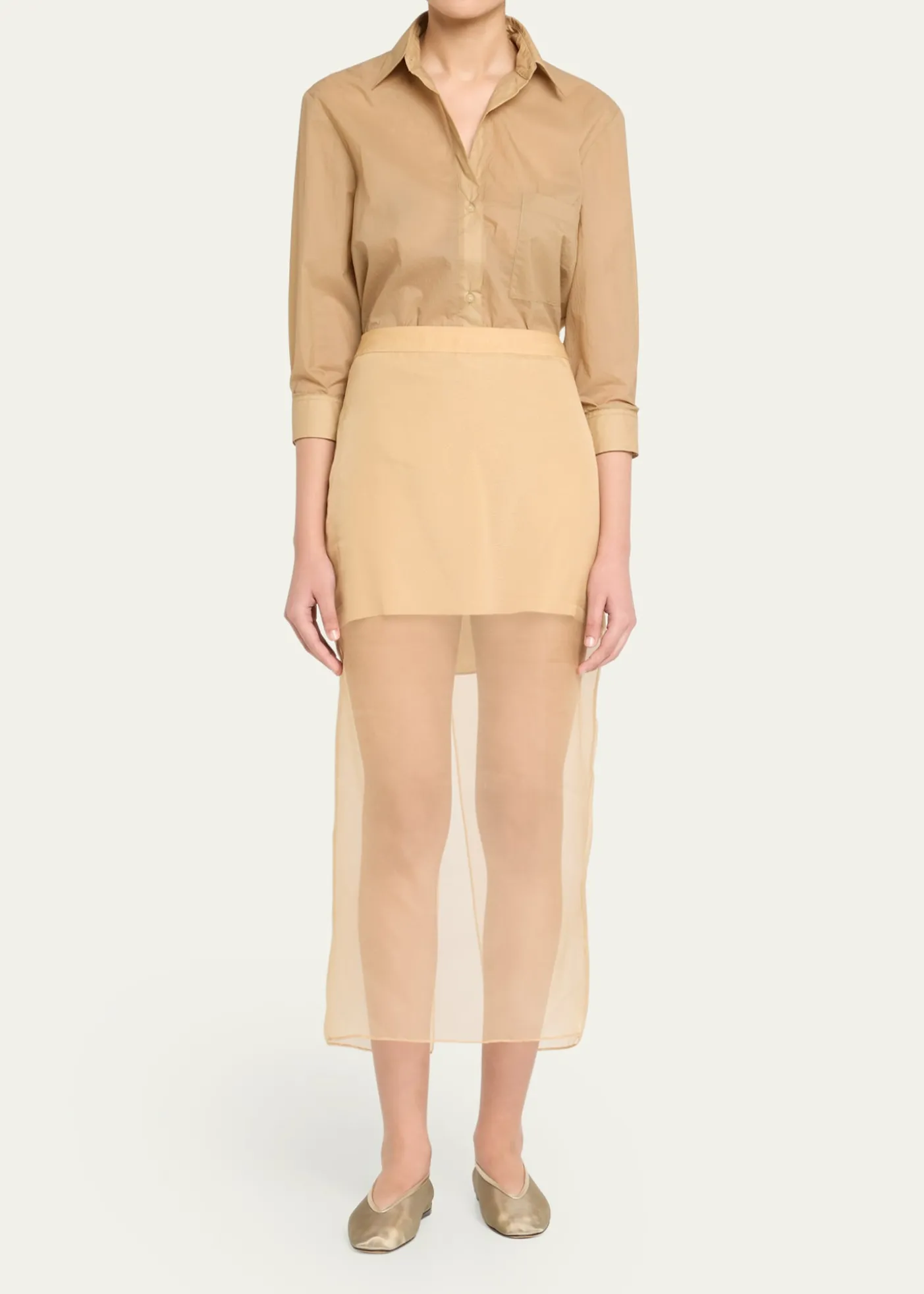 TWPSylkie Silk Organza Midi Skirt