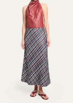 TWPWoven Leather A-Line Skirt