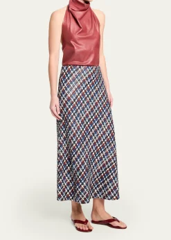 TWPWoven Leather A-Line Skirt