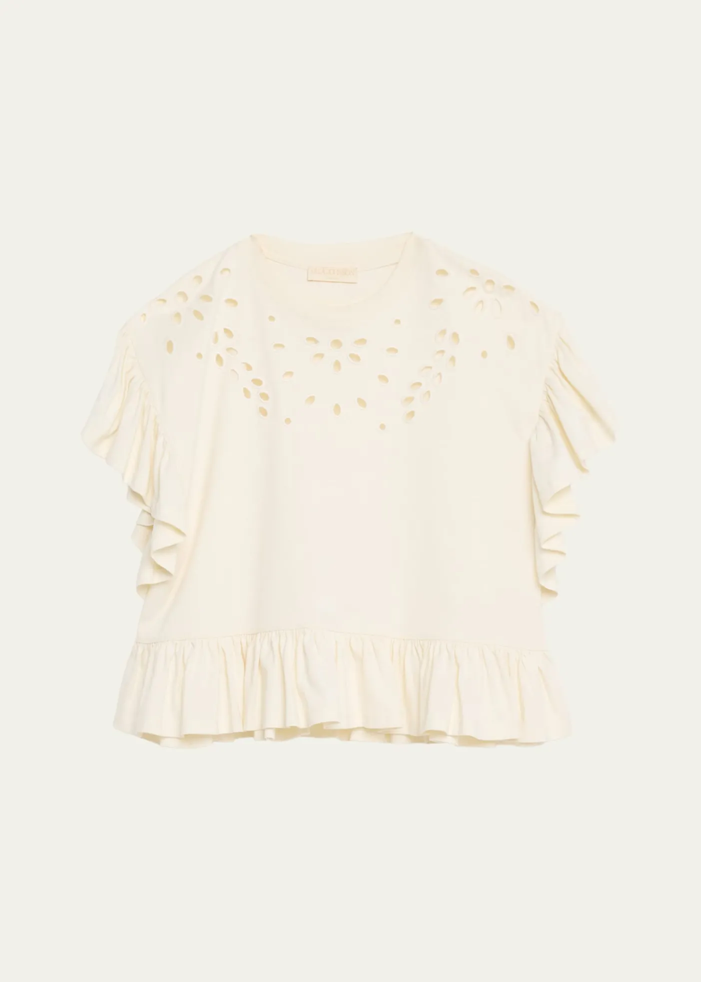 Ulla JohnsonMariana Embroidered Flutter-Sleeve Top