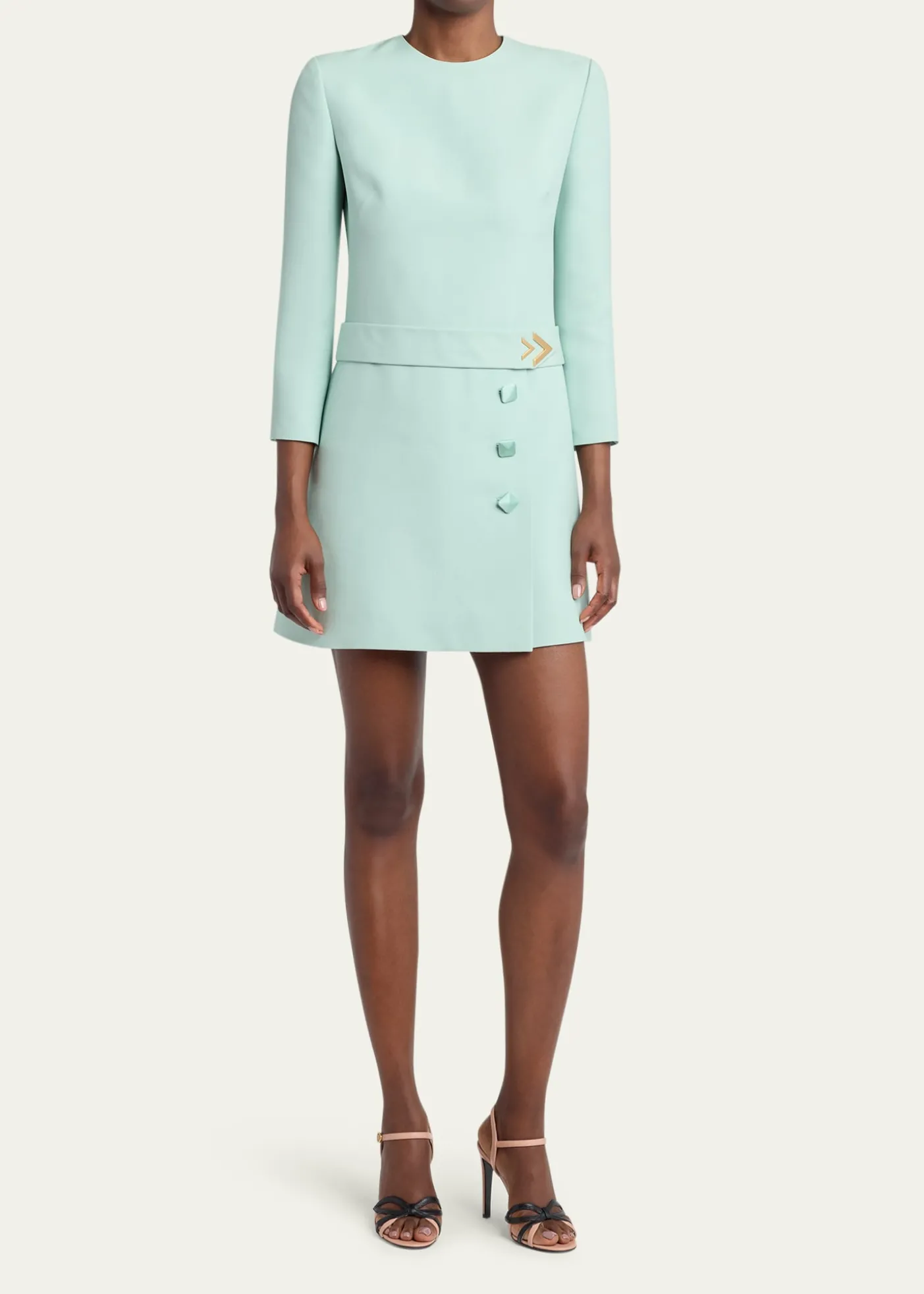 Valentino GaravaniCrepe Couture Belted VLogo Mini Dress