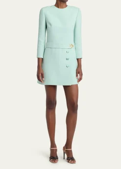 Valentino GaravaniCrepe Couture Belted VLogo Mini Dress