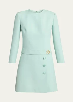 Valentino GaravaniCrepe Couture Belted VLogo Mini Dress