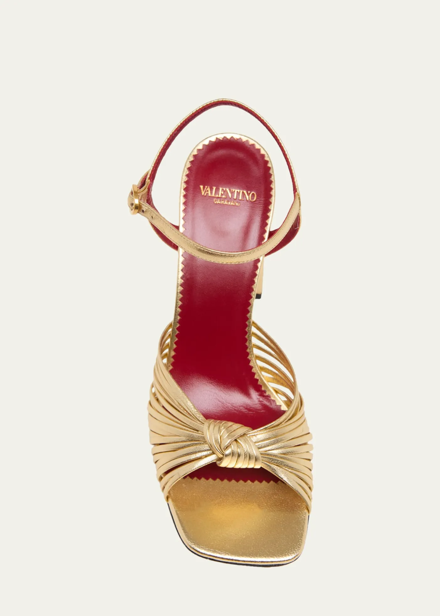Valentino Garavani90mm VLogo Anne Metallic Leather Block-Heel Sandals