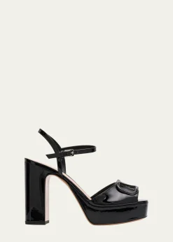 Valentino Garavani115mm VLogo Signature Patent Leather Platform Sandals