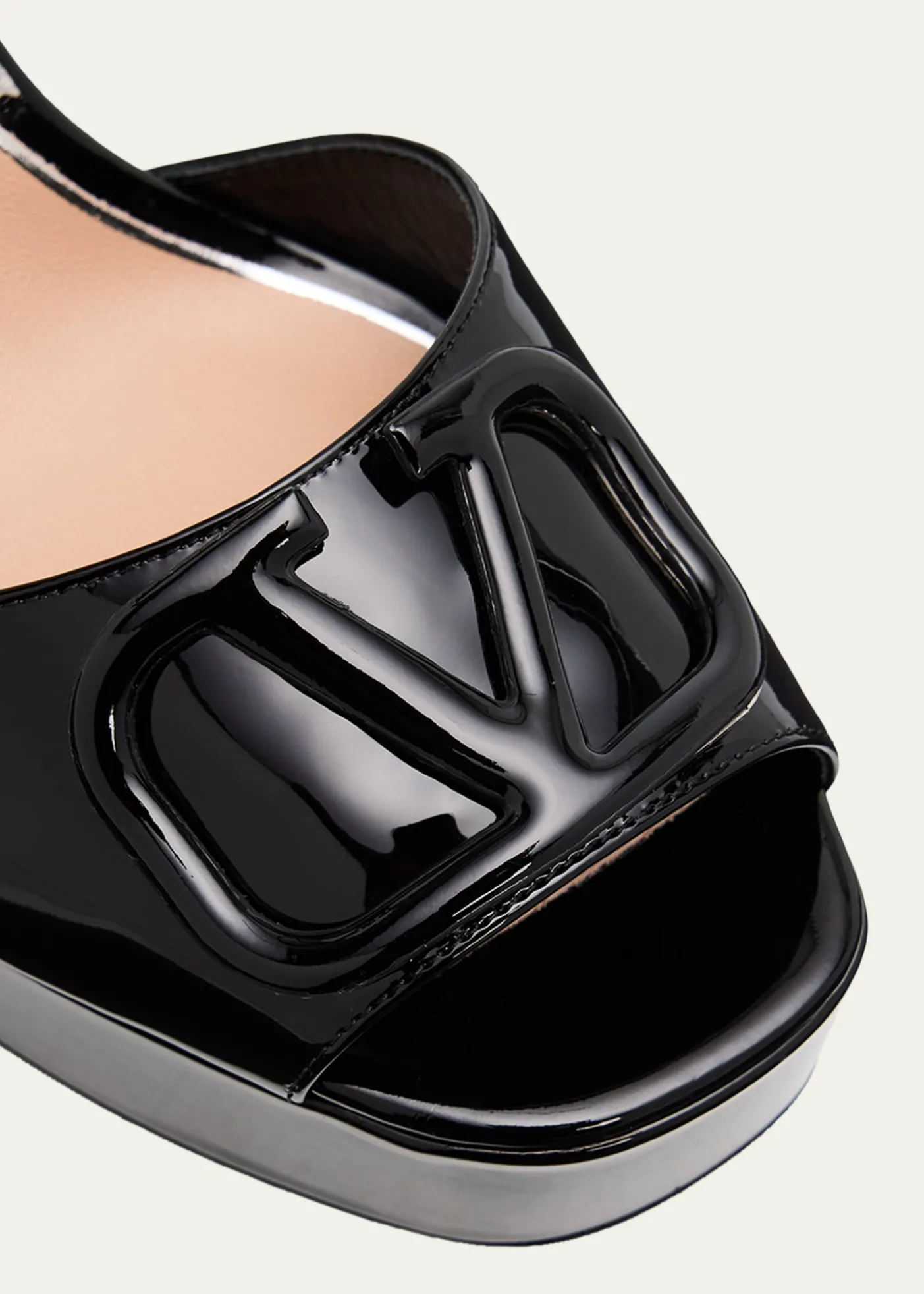 Valentino Garavani115mm VLogo Signature Patent Leather Platform Sandals