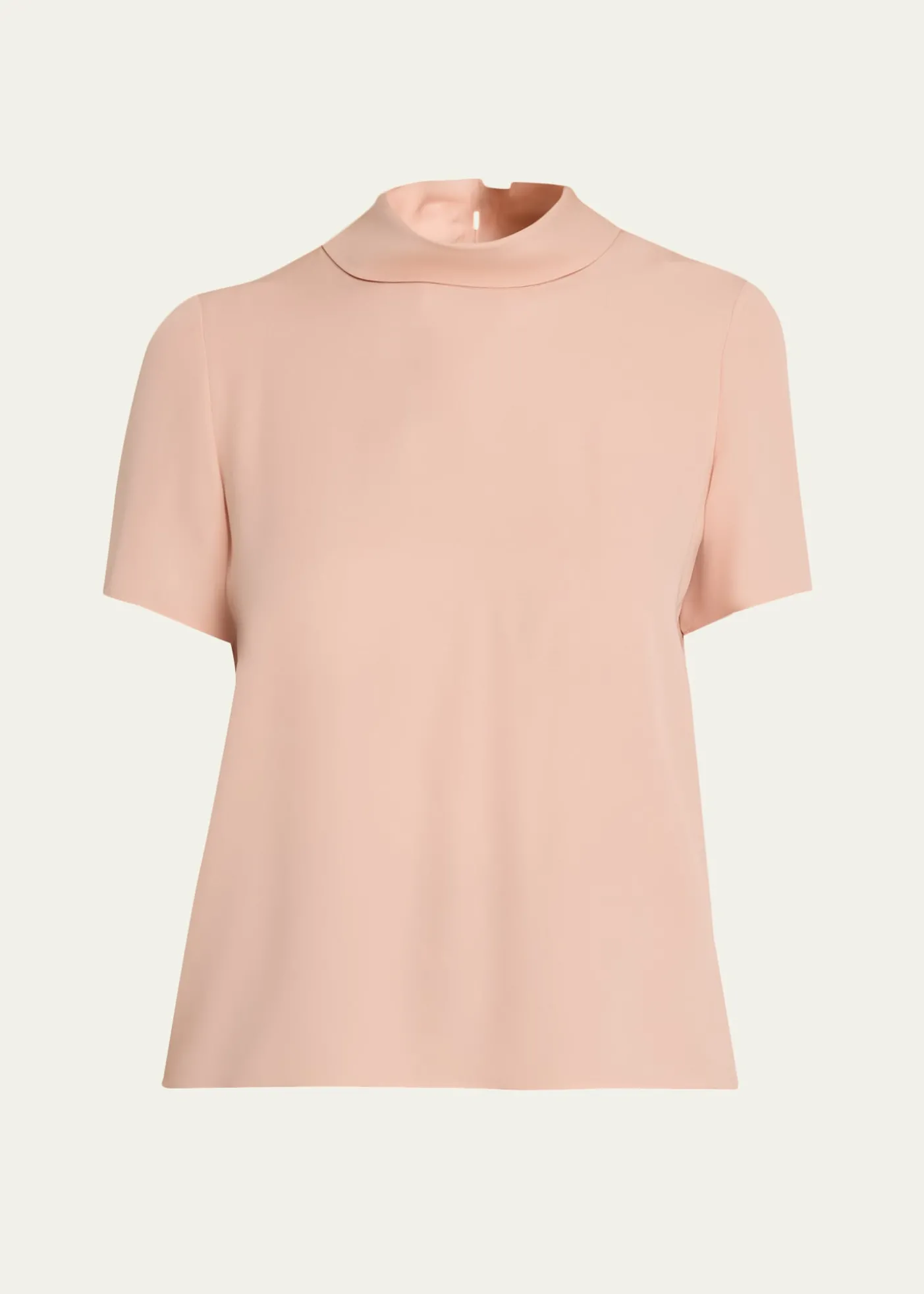 Valentino GaravaniMock-Neck Short-Sleeve Silk Top