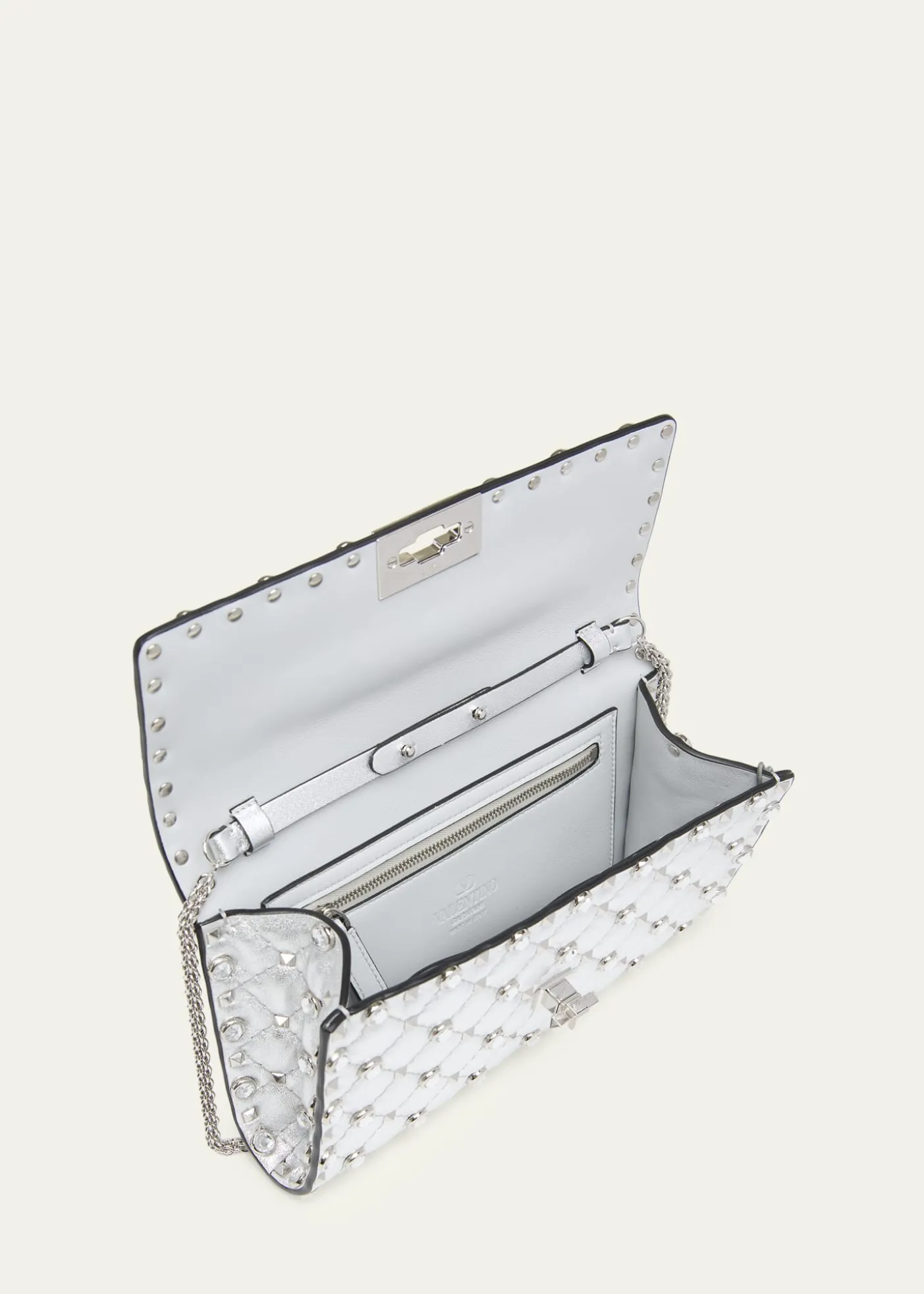 Valentino GaravaniQuilted Metallic Leather Rockstud & Rhinestone Shoulder Bag