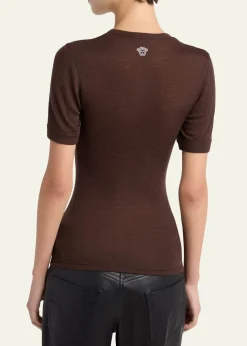 VersaceCrewneck Ribbed Wool Tee