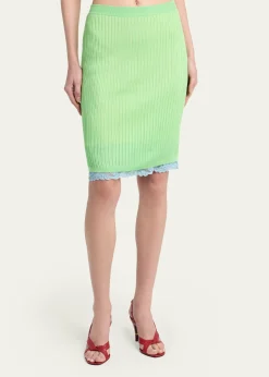 VersaceRibbed Lace Skirt
