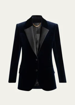 Victoria BeckhamSingle-Breasted Velvet Tuxedo Jacket