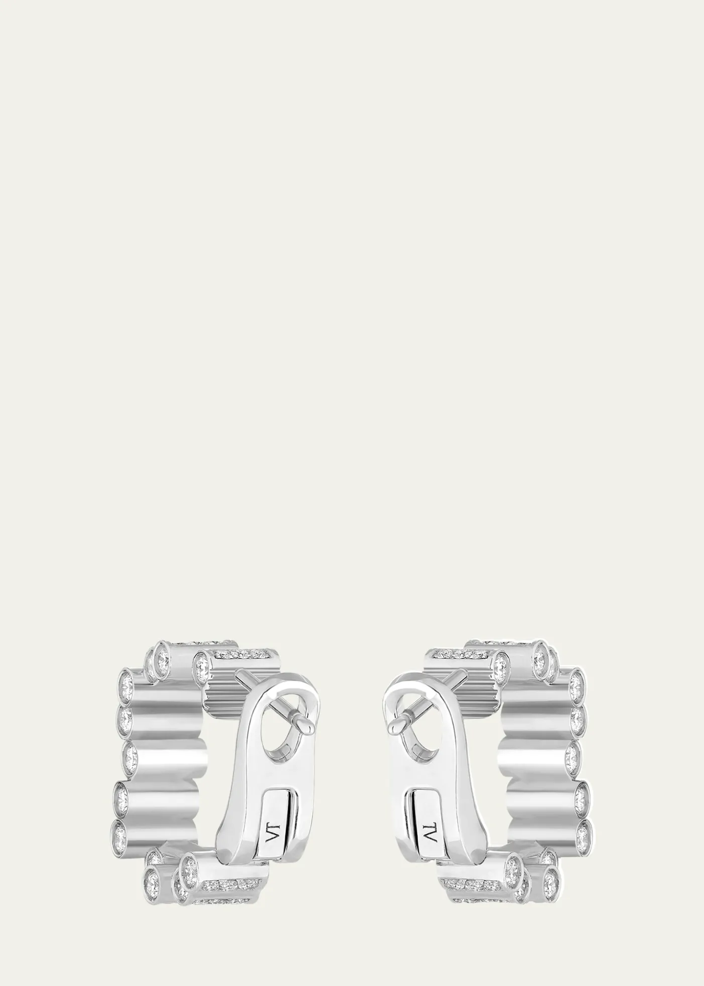 Viltier18K White Gold Edge Diamond Pave Hoop Earrings