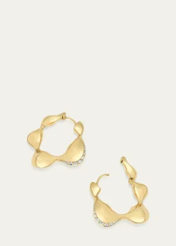 Vram18K Yellow Gold Cayrn Diamond Hoop Earrings