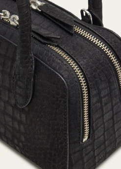 WE-AR4The Ivy 22 Croc-Embossed Nubuck Leather Top-Handle Bag