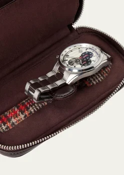WOLFx WM Brown Two-Piece Watch Zip Case