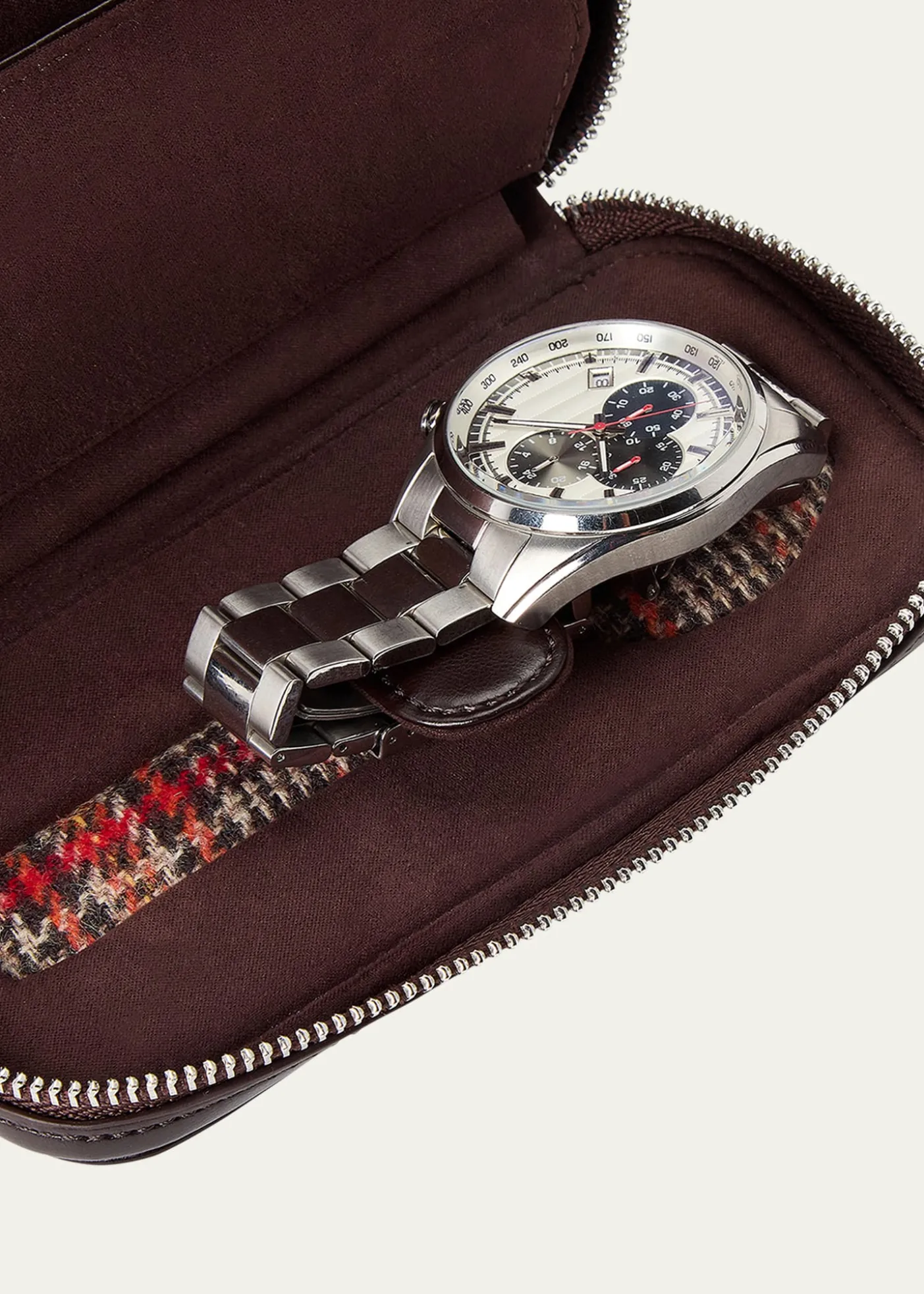 WOLFx WM Brown Two-Piece Watch Zip Case